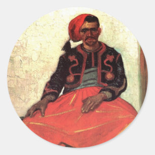 Sticker Rond Van Gogh, Zouave assis, Art de l'impressionnisme V