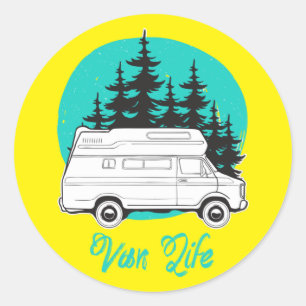 Sticker Rond VAN LIFE Nomad Adventure Travel Camping Lifestyle 