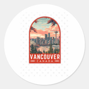Sticker Rond Vancouver au Canada Emblème d'art de voyage vector