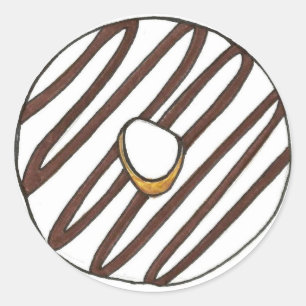 Sticker Rond Vanille de chocolat Zebra Stripe de beigne glacée