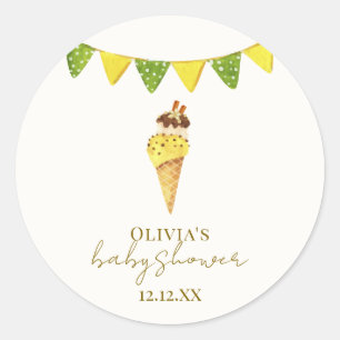 Sticker Rond Vanille d'été Le Baby shower de glace Scoop