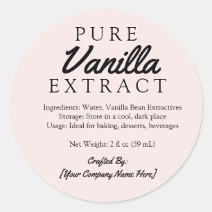 Sticker Rond Vanille Pure Rose Extrait Ingrédients Artisanat