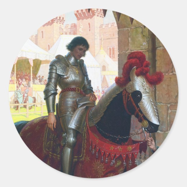 Sticker Rond Vanquished, by Edmund Blair Leighton (Devant)