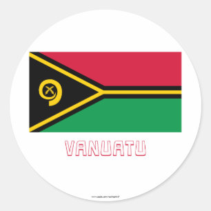 Sticker Rond Vanuatu Drapeau avec nom