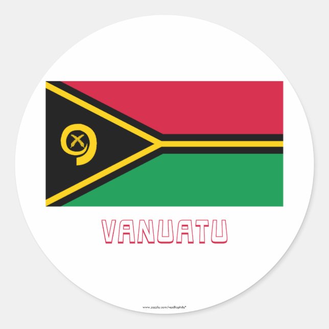Sticker Rond Vanuatu Drapeau avec nom (Devant)