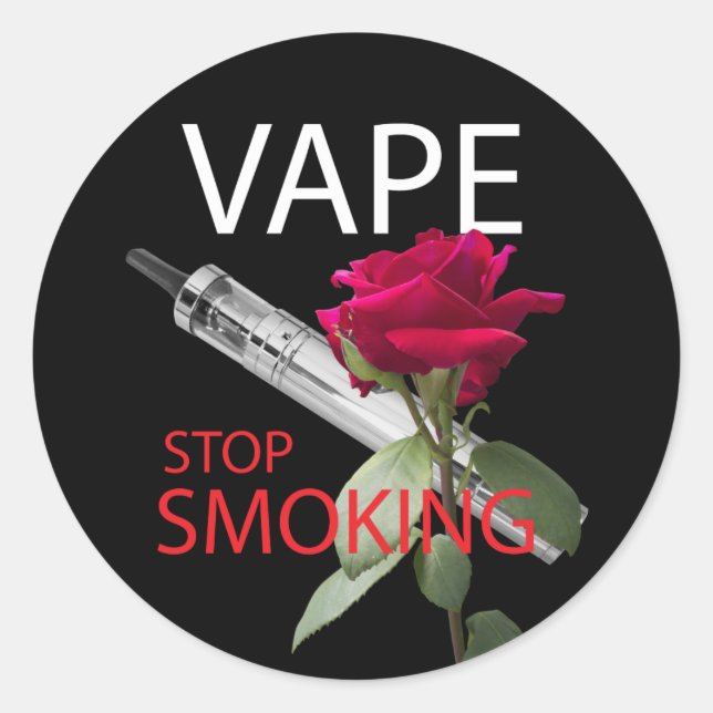 Sticker Rond Vape. Arrêtez de fumer (Devant)