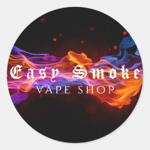 Sticker Rond Vape fumée colorée Boutique d'affaires