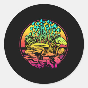 Sticker Rond Vaporwave de champignons