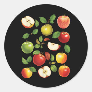 Sticker Rond Variétés de pommes Différentes sortes de pommes cu