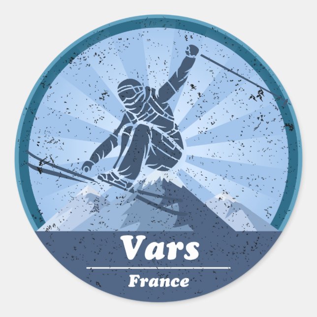 Sticker Rond Vars Station de ski - Skieur (Devant)