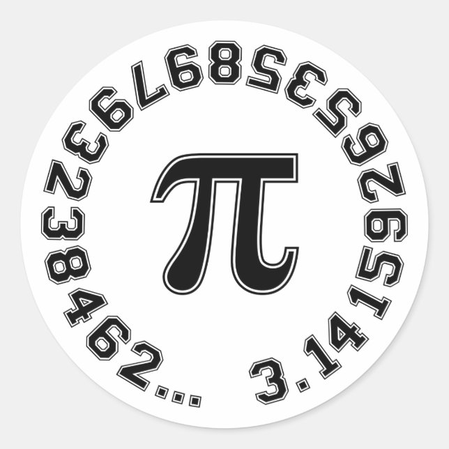 Sticker Rond VARSITÉ TEXTE CONCEPTION Pi Numéro Symbole mathéma (Devant)