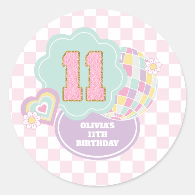 Sticker Rond Varsity pastel patch 11e anniversaire (Devant)