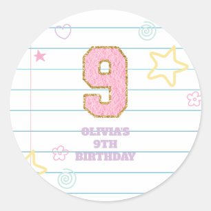 Sticker Rond Varsity pastel patch carnet 9e anniversaire