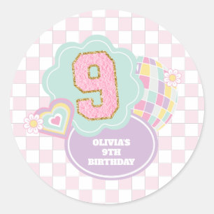 Sticker Rond Varsity preppy pastel patch 9e anniversaire