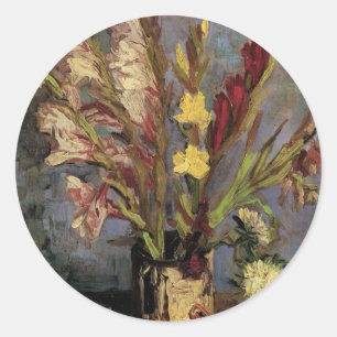 Sticker Rond Vase avec Gladioli par Vincent van Gogh