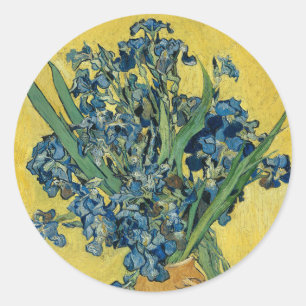 Sticker Rond Vase avec Irises par Van Gogh - La vie morte