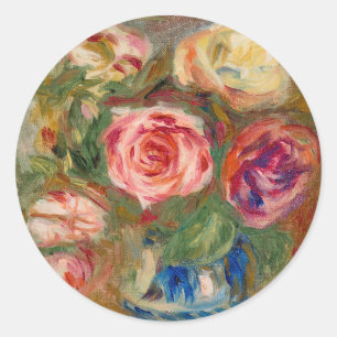 Sticker Rond Vase de Rose   Renoir