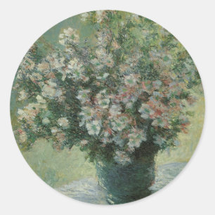 Sticker Rond Vase des fleurs de Claude Monet
