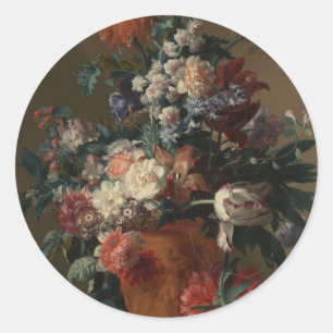 Sticker Rond Vase des fleurs - Jan van Huysum