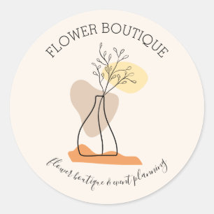 Sticker Rond Vase en céramique minimaliste en forme de pot de f