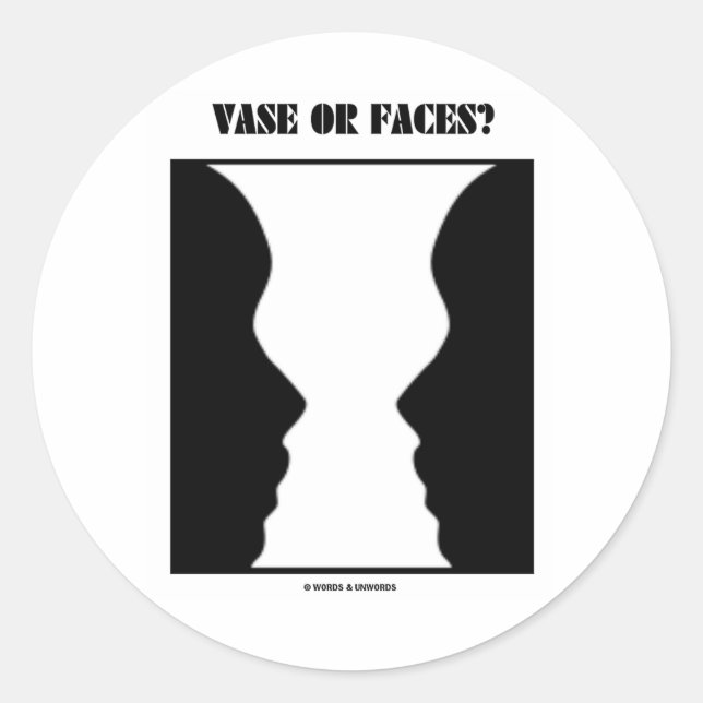 Sticker Rond Vase Ou Visages ? (Illusion optique) (Devant)