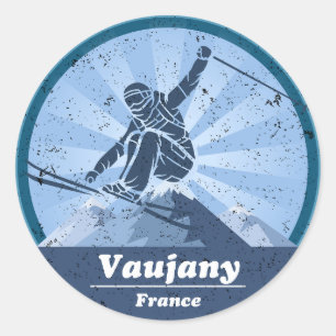 Sticker Rond Vaujany Station de Ski - Skieur