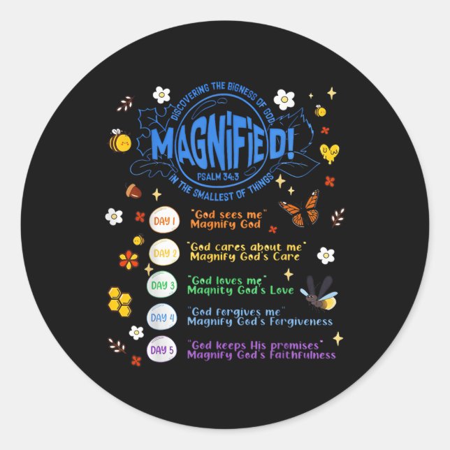 Sticker Rond Vbs 2025 Insects Les Plus Petits Magnifiés Aventur (Devant)