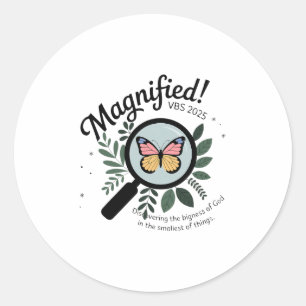 Sticker Rond Vbs 2025 Papillon Agrandi Découvrant La Grandeur