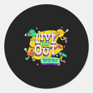 Sticker Rond Vbs 2025 Vivez-le Amour comme Jésus Vacances Bibli
