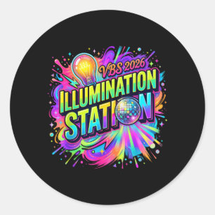 Sticker Rond Vbs Crew 2026 Station d'Illumination Vacances Bibl