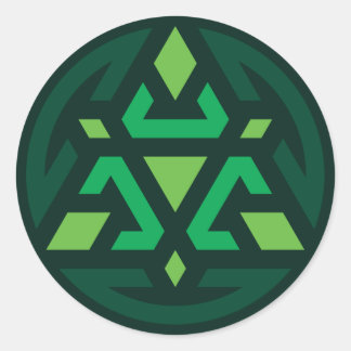Sticker Rond Vecteur Bouclier triangulaire T7 - Vert