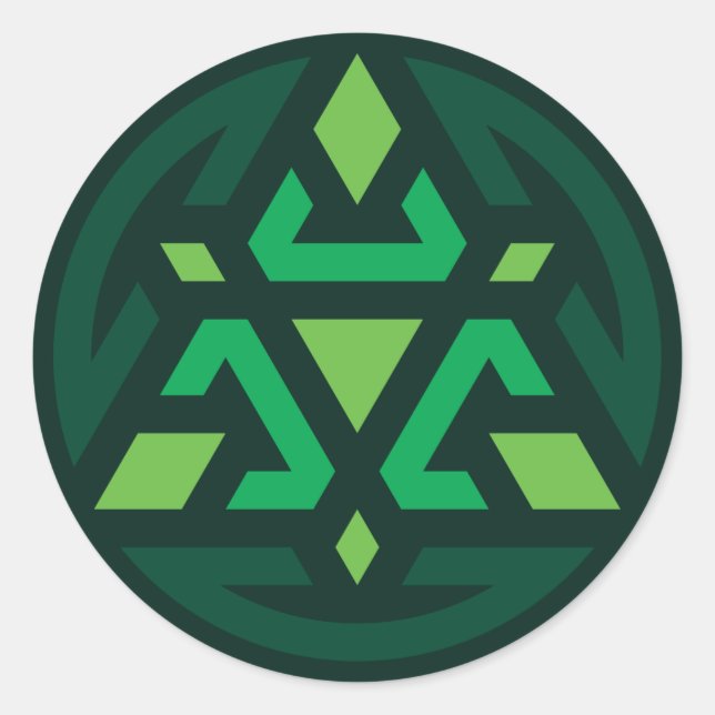 Sticker Rond Vecteur Bouclier triangulaire T7 - Vert (Devant)