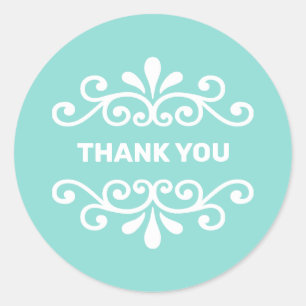 Sticker Rond Vecteur de fleur blanche sur turquoise sarcelle Me