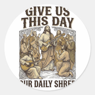 Sticker Rond Vecteur de guitare religieuse vintage quotidienne