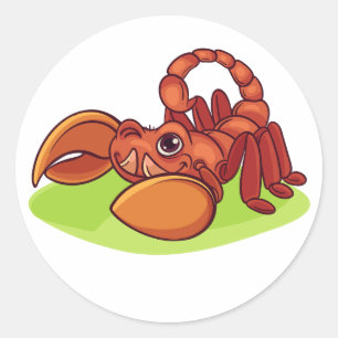 Sticker Rond Vecteur de scorpion de dessin animé orange mignon
