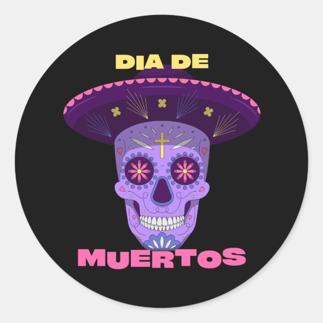 Sticker Rond Vector dia de los muertos - jour des morts (Devant)