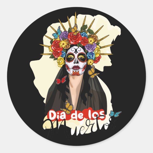 Sticker Rond Vector mexicaine crâne à sucre. vectoriel image co (Devant)