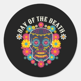 Sticker Rond Vector muertos crâne vectoriel plat