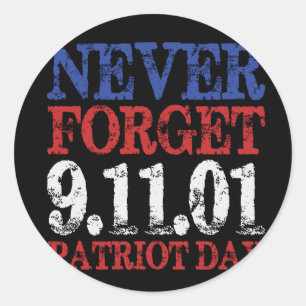 Sticker Rond Vector n'oublie jamais le jour patriote 911o1