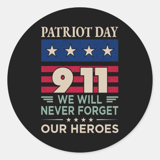 Sticker Rond Vector patriot jour 9 11 nous n'oublierons jamais  (Devant)