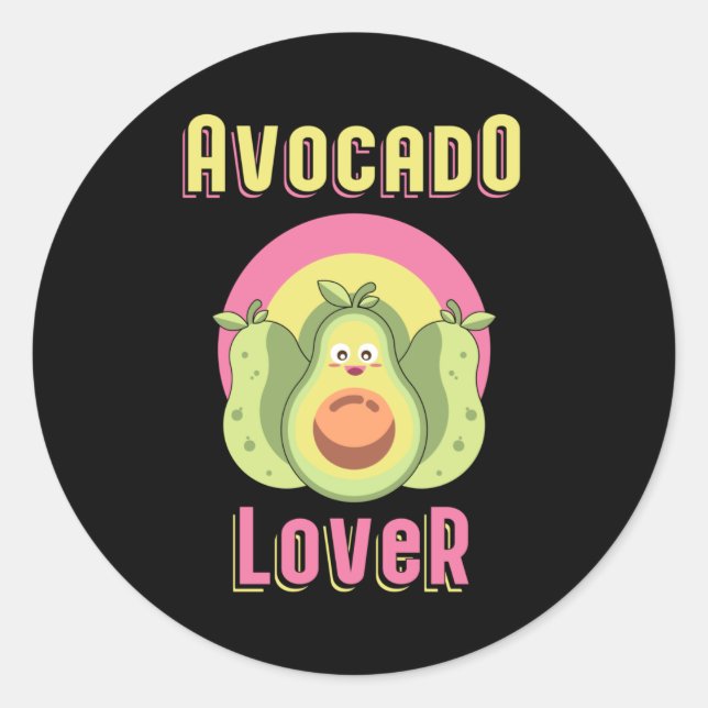 Sticker Rond Vegan Animal Rights Avocado Veganism Funny Cadeau (Devant)