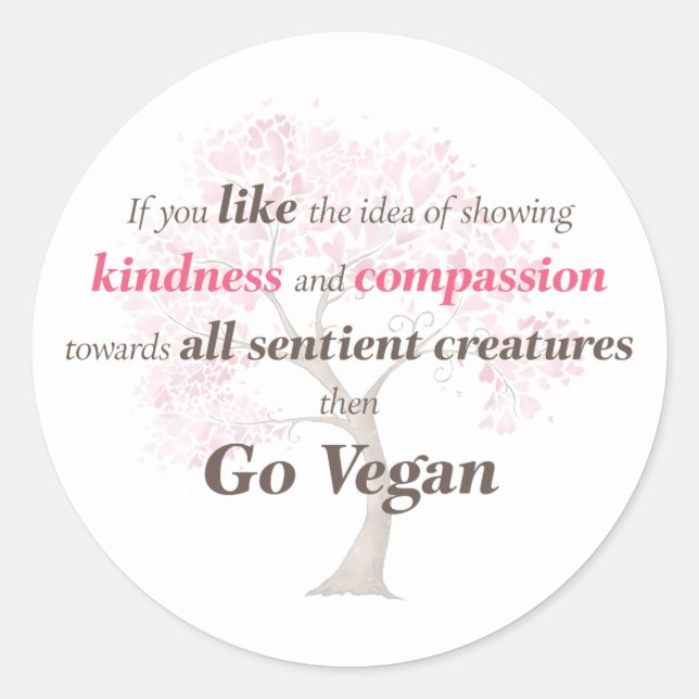 Sticker Rond Vegan Compassion et gentillesse (Devant)