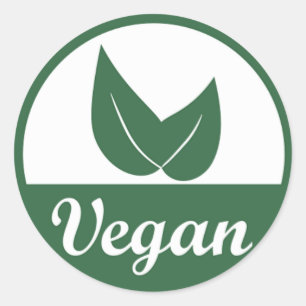 Sticker Rond Vegan Design 1 Vert sur blanc