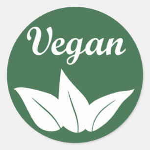 Sticker Rond Vegan Design 2 Blanc sur Vert