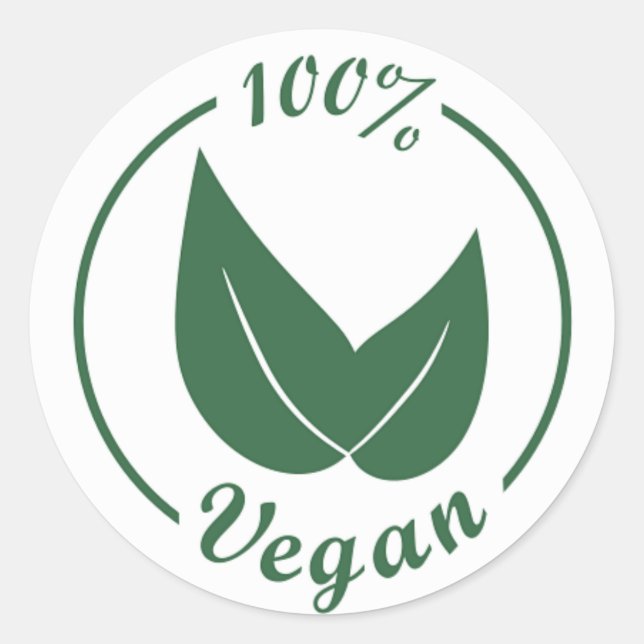 Sticker Rond Vegan Design 4 - Vert sur arrière - plan blanc (Devant)