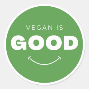Sticker Rond Vegan is Good - Joli sourire (blanc)