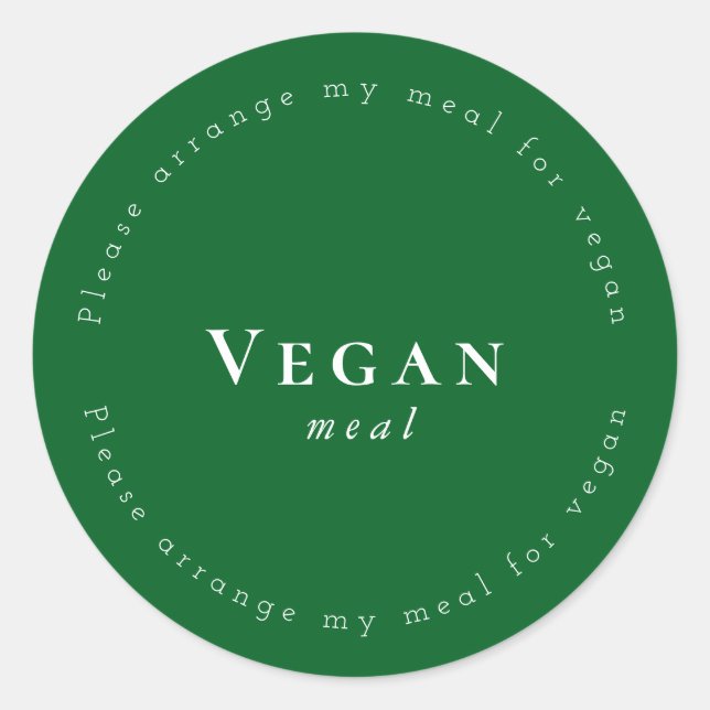 Sticker Rond Vegan meal Request Sticker, Dark-Green, White (Devant)