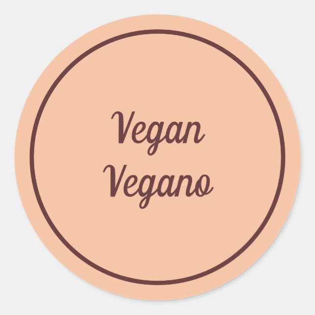 Sticker Rond Vegan Pêche Bilingue (Vegano) Simple (Devant)