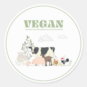 Sticker Rond Vegan pour les animaux