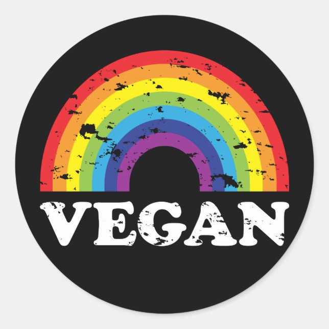 Sticker Rond Vegan Rainbow (Devant)